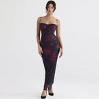 Printed Open-Back Maxi Dress with Ruching