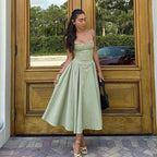 Open-Back Relaxed-Fit Midi Dress with A-Line Shape