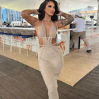 Open-Back Halter Cutout Maxi Dress