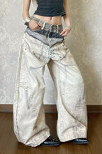 Digital-Print Straight-Leg Jeans with Low Waist