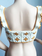 Bandage-Style Crochet Top with Polyester Fabric