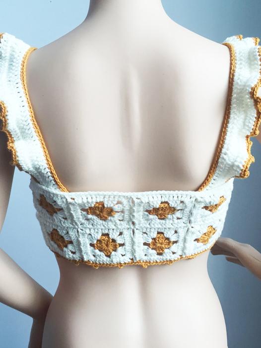 Bandage-Style Crochet Top with Polyester Fabric
