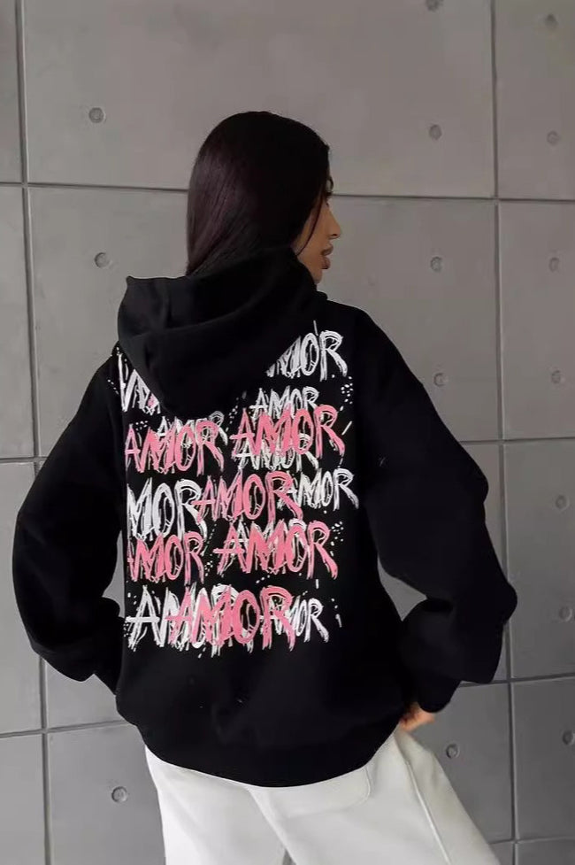 Lettered Cotton Hoodie with Oversized Fit Main image