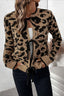 Leopard-Print Knit Cardigan with Ribbon Details