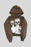 Cropped Skull-Print Hoodie with Sleeve Graphics