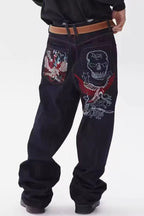 Pocket-Detail Gothic Jeans with Baggy Fit