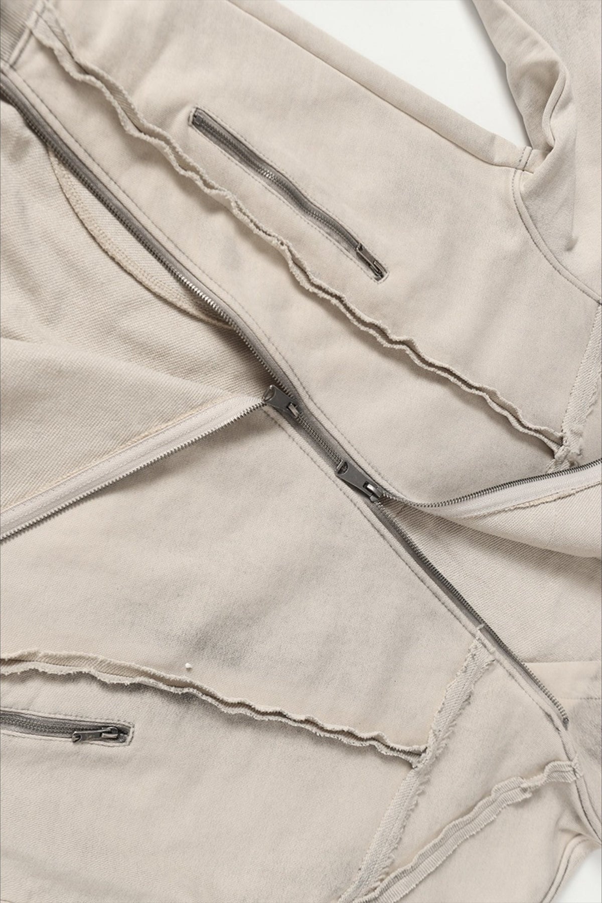 Cotton Pullover Hoodie with Exposed Seams
