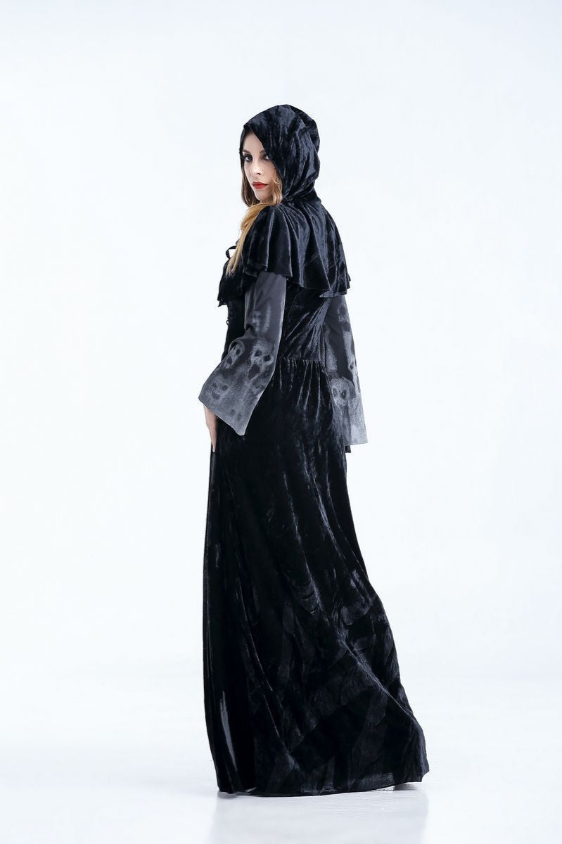 Gothic Polyester High-Rise Maxi Dress