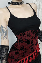 Lace Fringe-Detail Strap-Detail Dress