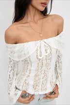 Off-Shoulder Bodycon T-Shirt with Lace Panels