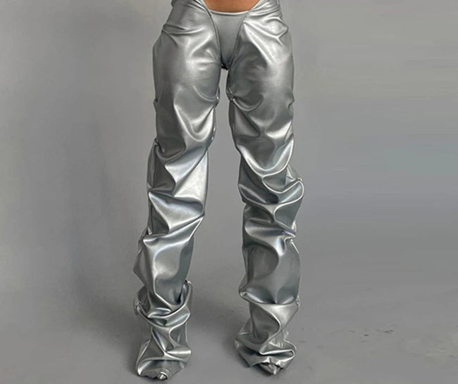 Pleated Gothic Loose Waist Trouser Silver / S Main image