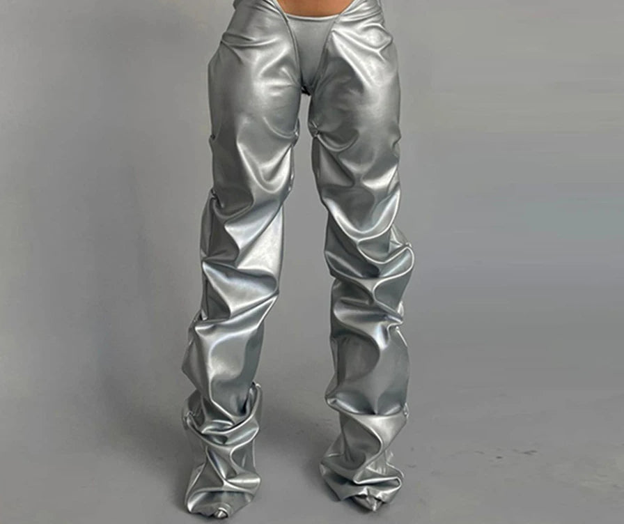 Pleated Gothic Loose Waist Trouser Silver / S