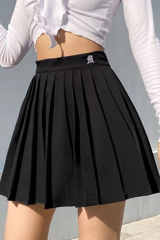 Pleated High-Rise Skirt with Pockets