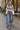 Plaid Panel Drawstring Barrel Jeans Secondary image
