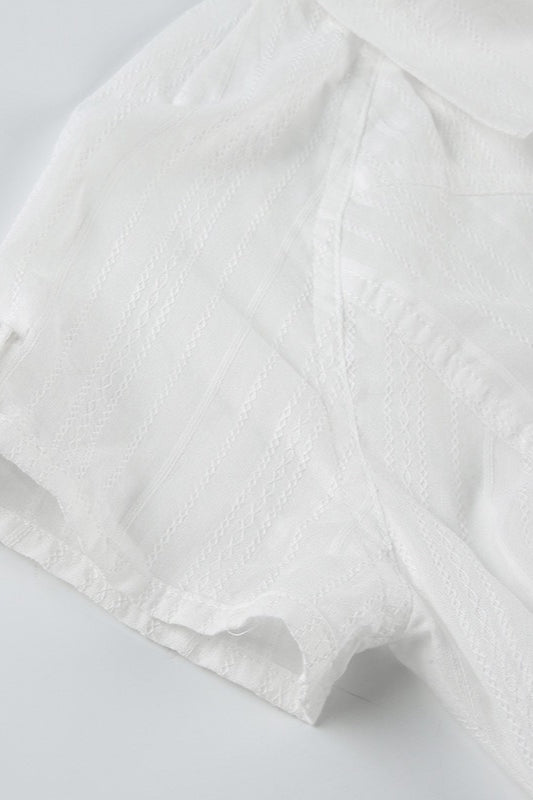 Textured Slim-Fit Blouse with Short Sleeves