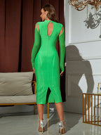 Mesh Bodycon Dress with Shoulder Cutouts