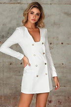 Polyester Mini Dress with Asymmetric Details