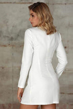 Polyester Mini Dress with Asymmetric Details