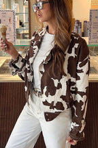 Vintage-Inspired Printed Polyester Coat