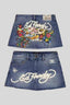 Painted-Graphic Denim Mini Skirt with High Waist