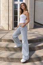Low Rise Light Wash Wide Leg Jeans