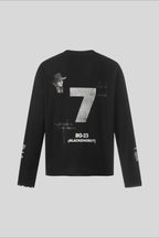 Flag-Graphic Number-Graphic T-Shirt with Washed Finish