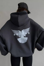 Oversized Polyester Hoodie with Print Details