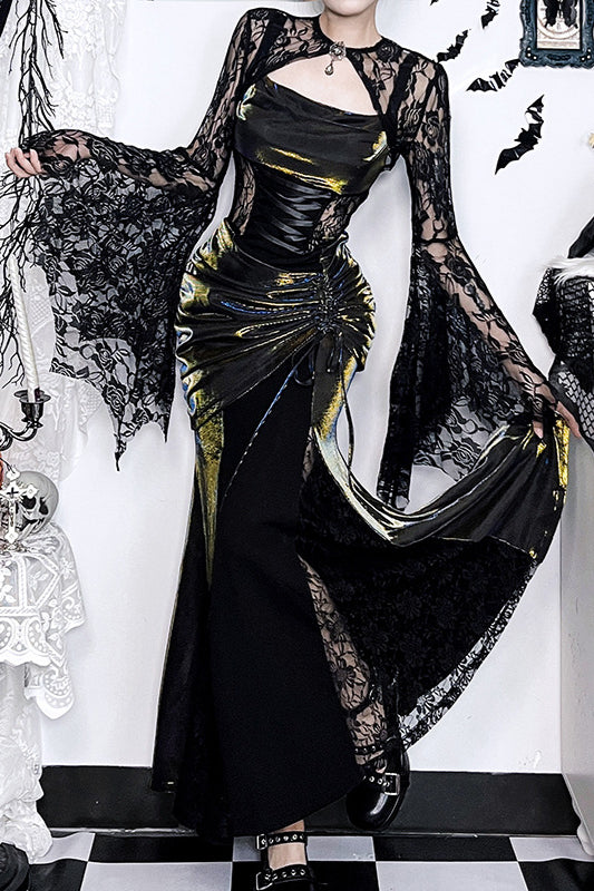 Lace Gothic Dress with Asymmetric Details Main image