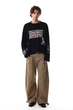 Flag-Graphic Number-Graphic T-Shirt with Washed Finish