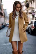 Brushed Wool Solid Long Sleeve Coat coats
