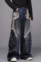 Distressed Denim Jeans in a Wide-Leg Fit