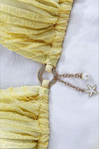 Textured Polyester Bikini Set with Drawstring Detail