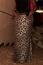 Leopard-Print Skirt with Sequins