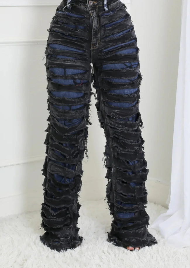 Striped Medieval High Waist Zipper Pant Black / S Main image