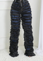 Striped Medieval High Waist Zipper Pant Black / S
