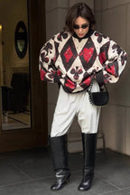 Sweater with Colorblock Details and Argyle Patterning