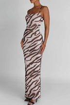 Printed Slim-Fit Open-Back Maxi Dress