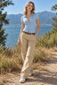Striped Button-Up Slim Fit Blouse