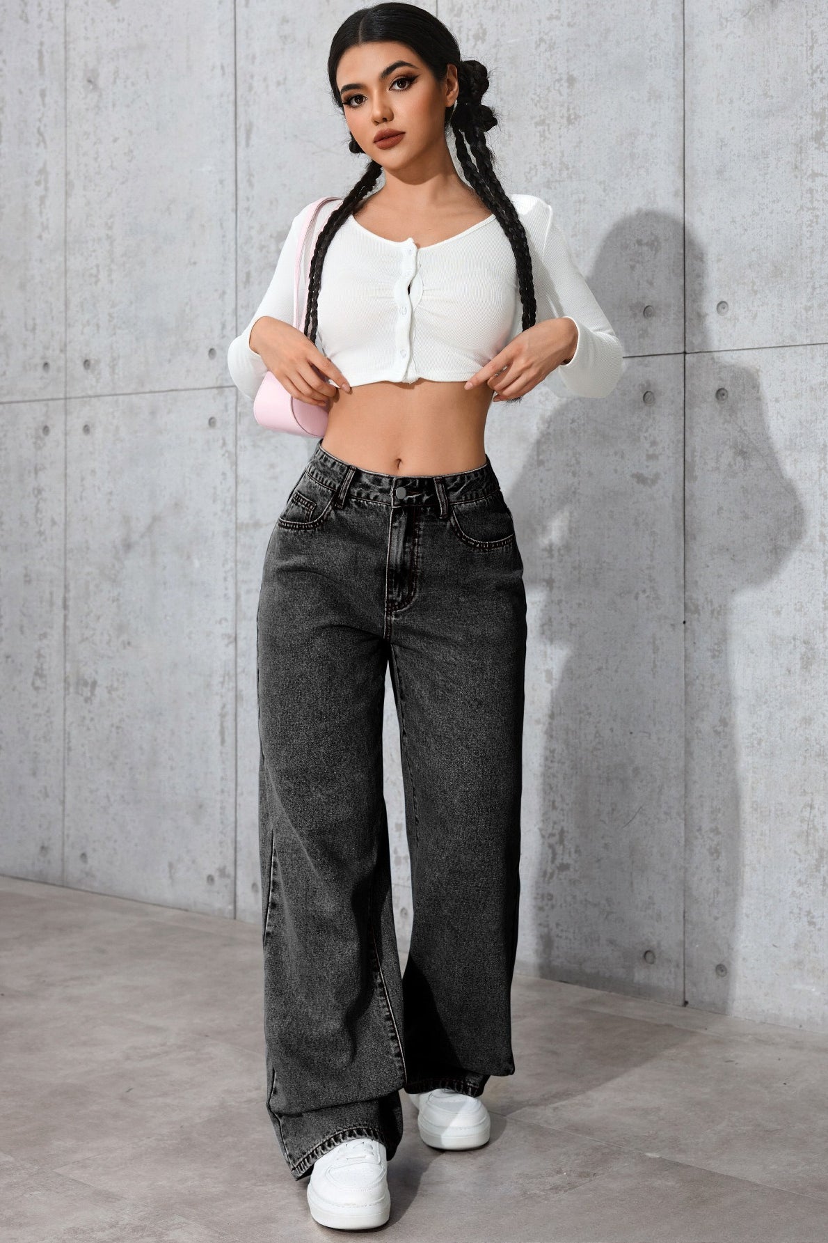 High-Rise Straight-Leg Jeans with Relaxed Fit