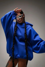 Oversized Polyester Hoodie with Print Details