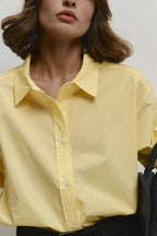 Cotton Yellow Blouse with Button Front