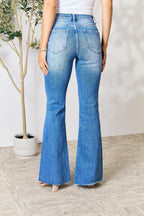 Slit-Detail Flared Jeans in Blue