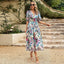 Printed V-Neck Twist-Detail Midi Dress
