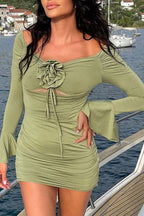 Floral Mini Dress with Cutout Details