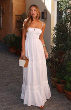 Cotton Maxi Dress with Ruching