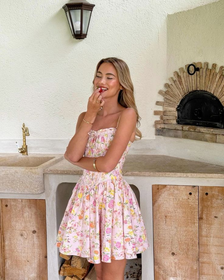 Floral Dress with Corset Details