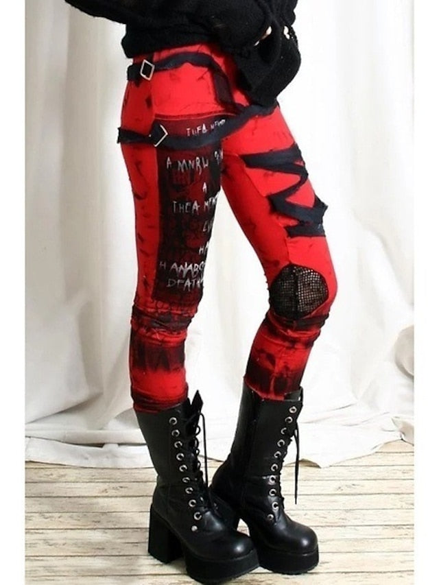 Gothic Distressed Gathered Leggings