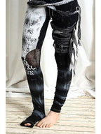 Gothic Distressed Gathered Leggings