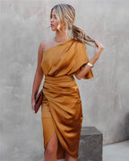 Silk Dress with Pleats