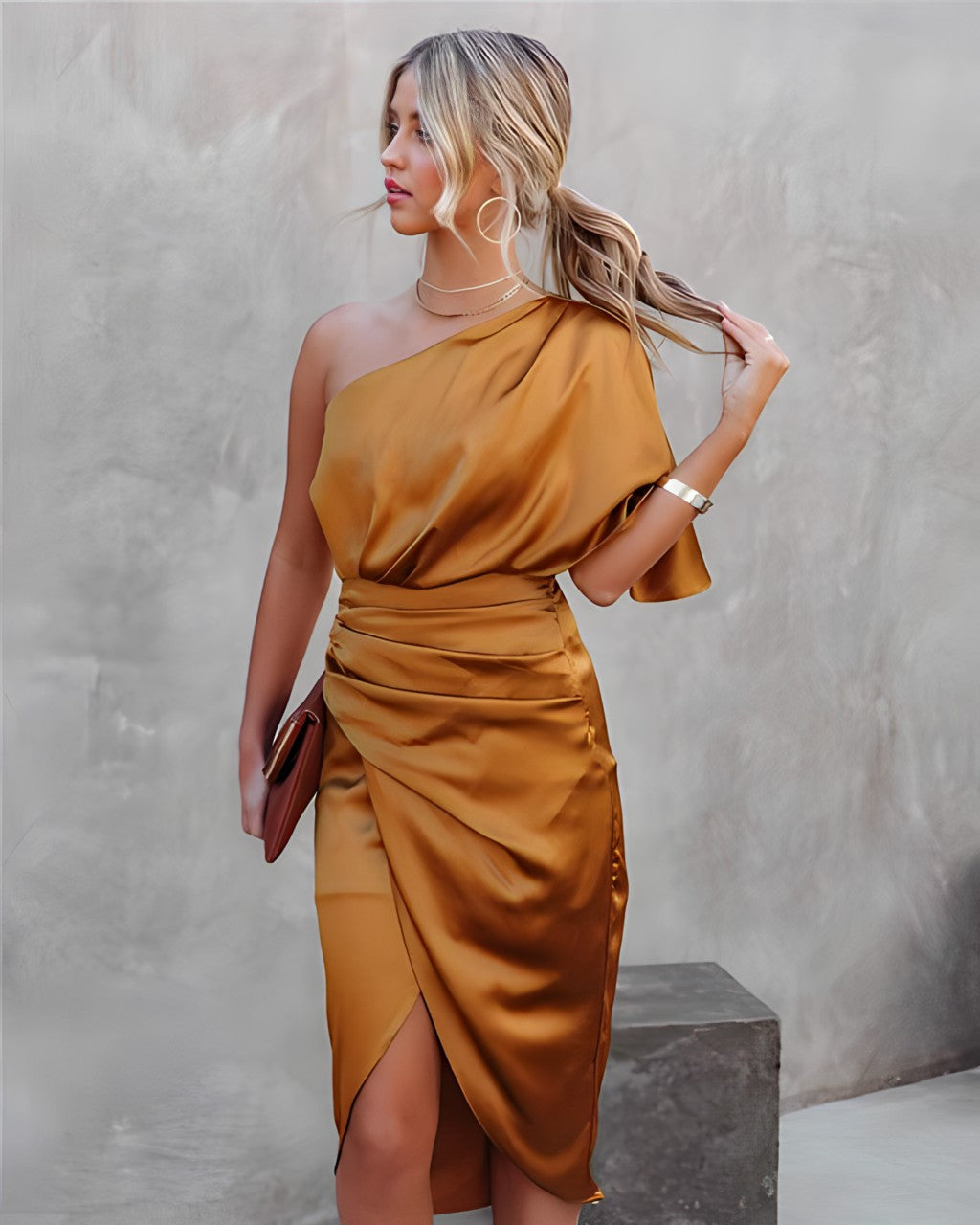 Silk Dress with Pleats